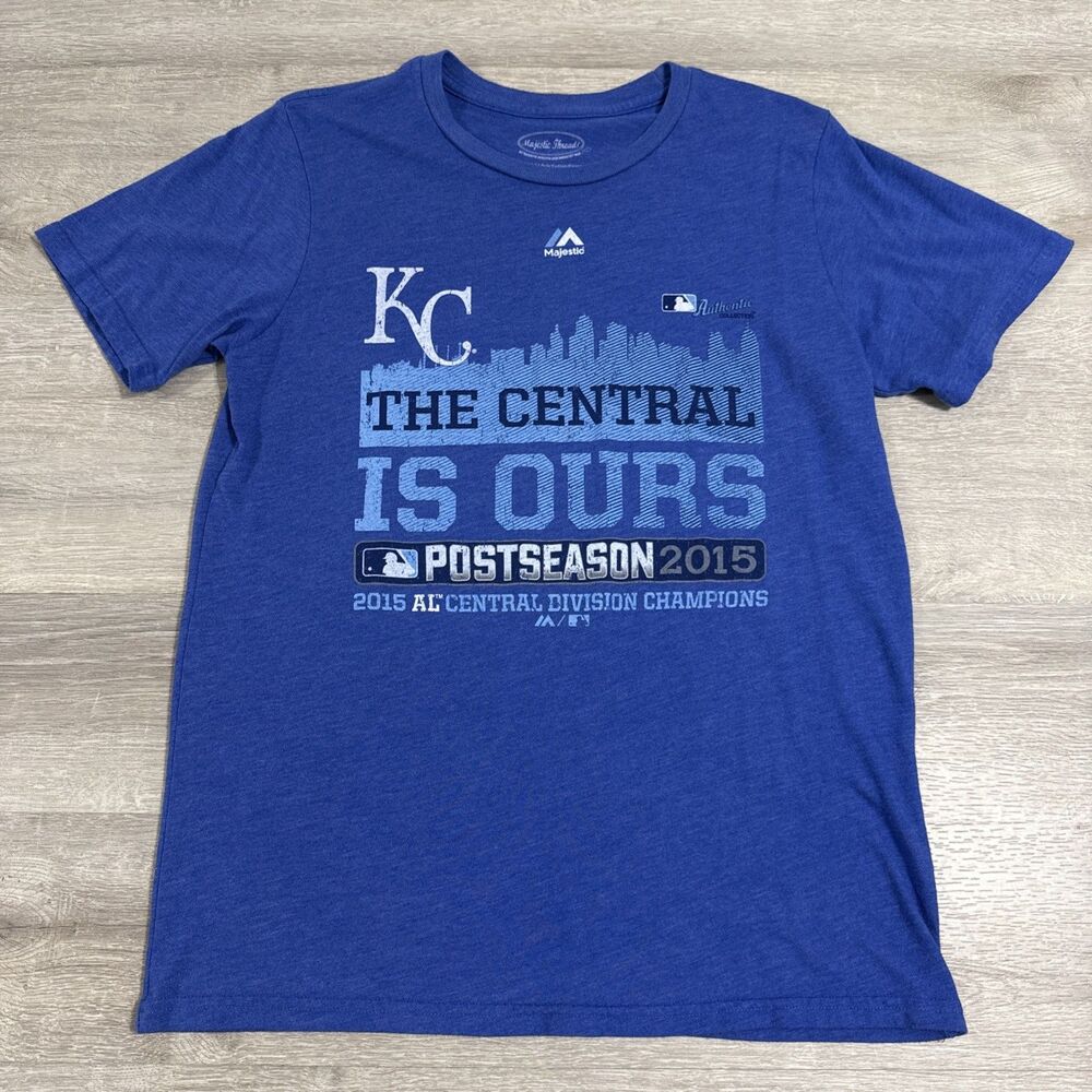 Kansas City Royals Shirt 2015 AL Central Champions Majestic Threads Men's Blue L